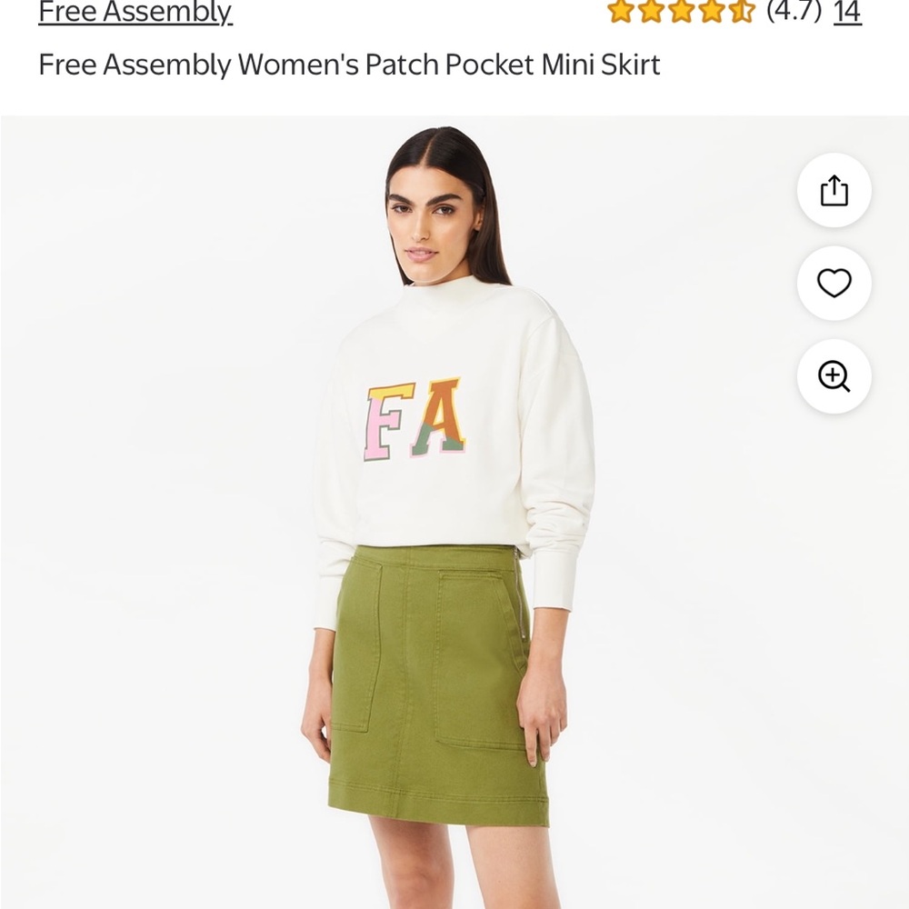 Free Assembly Olive Patch Pocket Mini Skirt